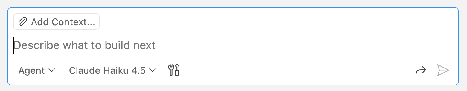 Example of Copilot Chat agent mode with tools icon
